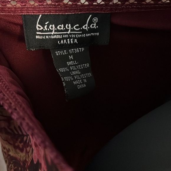 b.i.y.a.y.c.d.a. Red and Gold Floral and Leaf Pattern Midi A-Line Skirt - Picture 2 of 10